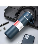 Bilger Vacuum Flask Set Üç Bardaklı Kutulu Termos Seti 500 ml mavi renk - 4
