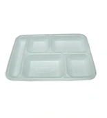 Beyaz 5 Gözlü Tabldot Köpük Tabak 100 Adet - 1