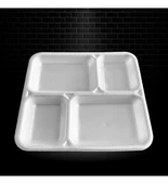 Beyaz 4 Gözlü Tabldot Köpük Tabak 100 Adet - 1