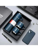 Bilger Vacuum Flask Set Üç Bardaklı Kutulu Termos Seti 500 ml mavi renk - 3