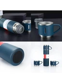 Bilger Vacuum Flask Set Üç Bardaklı Kutulu Termos Seti 500 ml mavi renk - 2