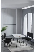 Elfin 70x110 Beyaz Yemek Masası, Yemek Masası Takımı, 2 Sandalye 1 Bench - Siyah - 1