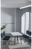 Elfin 70x110 Beyaz Yemek Masası, Yemek Masası Takımı, 2 Sandalye 1 Bench - Lacivert - 1