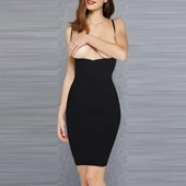 Kadın Siyah Uzun Elbise Korse 5901 - 1