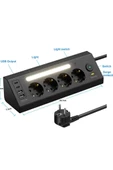 Lp764 Çoklu Gece Lambalı Priz Yüksek Gerilim Korumalı 4 lü Priz 2xusb 2xtype-c Çıkışlı Grup Priz Çoğaltıcı - 4