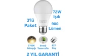 Horoz 9W LED Ampul Günışığı E27 Duy 900 Lümen LED Lamba 3lü - 1