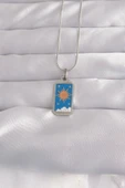 316L Çelik Gümüş Renk Mavi Mineli Güneş Model Tarot Kolye - TJ-BKO9042 thumbnail 1