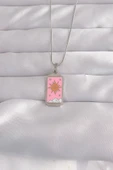 316L Çelik Gümüş Renk Pembe Mineli Güneş Model Tarot Kolye - TJ-BKO9043 - 1