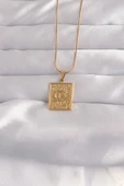 316L Çelik Gold Renk İşlemeli Vintage Kolye - TJ-BKO9055 - 2
