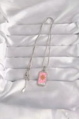316L Çelik Gümüş Renk Pembe Mineli Güneş Model Tarot Kolye - TJ-BKO9043 - 2
