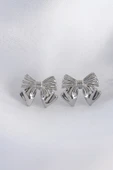 Pirinç Gümüş Renk Fiyonk Küpe - TJ-BKP8943 - 1