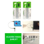 Usb Type-C Şarjlı 4 Adet AAA 1.5V Lityum Kalem Pil 750mAh Uzun Ömürlü - 3