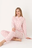 Somon Polka Dot Önden Düğmeli Pijama Takım thumbnail 1