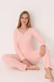 Pembe Patlı V Yaka Pijama Takım thumbnail 3