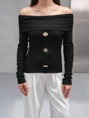 MADONNA YAKA ÜÇ DÜĞMELİ BLUZ thumbnail 3