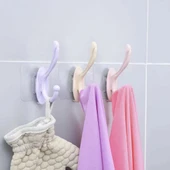 Şeffaf Yapışkanlı 6'lı Renkli Askı Seti Duvar Tipi Pratik Banyo ve Mutfak Düzenleyici thumbnail 5