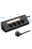 Lp764 Çoklu Gece Lambalı Priz Yüksek Gerilim Korumalı 4’lü Priz 2xusb 2xtype-c Çıkışlı Grup Priz Çoğaltıcı - 4