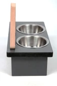 Ahşap Demonte Kedi Köpek Mama Su Kabı Standı Metal Suluk Mamalık Çelik Kaseli Evcil Hayvan - 5