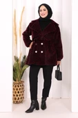 Leopar Düğmeli Kaban 70059-1 Bordo thumbnail 1