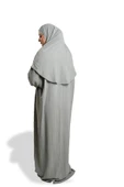 Gri İki Parça Namaz Elbisesi Dokuma Kendinden Desenli 2502_15 thumbnail 4