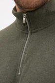 Erkek Haki Standart Fit Normal Kesim Pamuklu Yarım Fermuarlı Dik Yaka Pamuklu Sweatshirt - 6