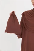 Kahve Tek Parça Namaz Elbisesi Viskon Düz 2503_14 thumbnail 7