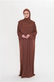 Kahve Tek Parça Namaz Elbisesi Viskon Düz 2503_14 thumbnail 2
