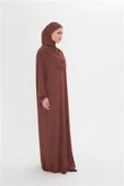 Kahve Tek Parça Namaz Elbisesi Viskon Düz 2503_14 thumbnail 4