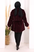 Leopar Düğmeli Kaban 70059-1 Bordo thumbnail 4
