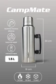 Cooker CKR2084 1.5 Litre Çift Katlı Kulplu Paslanmaz Çelik Termos Gümüş - 2