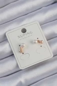 Xuping Rose Renk Zirkon Taşlı İncili Minimal Fiyonk Küpe - TJ-BKP9402 - 1