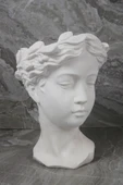 Büyük Boy Beton Helen Antik Heykel Saksı Beyaz 25 Cm - 2