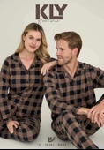 KLY Kadın Kareli Önden Düğmeli Mürdüm Kışlık Pijama 9205 thumbnail 2