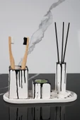4 Parça Beton Banyo Seti Diş Fırçalık Mumluk Tütsülük Tepsi thumbnail 1