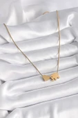 316L Çelik Gold Renk Fil Kalp Figürlü Kadın Kolye - TJ-BKO9421 thumbnail 2