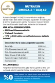 NUTRAXİN Omega 3  Co Q10 60 Softjel - Balık Yağı EPA 468, DHA 312,  Q10 200 Mg thumbnail 2