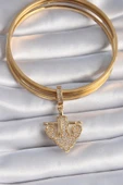Pirinç Gold Renk Zirkon Taşlı Çapa Model Ajda Charm - TJ-BC1000 - 2