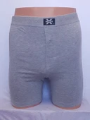 X-MAN 704 ERKEK STRETCH BACAĞI SARAN DÜZ RENK UZUN BOY BOXER - 7
