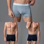 EROS 015 GRİ, SİYAH VE LACİVERT ERKEK STRETCH BOXER 3LÜ KUTU - 2
