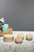6 Parça Mumluk Seti Beton Tepsili 3'lü Tealight Mumluk Takımı - 3