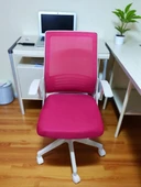 Yağmur Ofis Katlanır Kollu Çalışma Sandalyesi MONTAJLI Ofis ve Bilgisayar Koltuğu Beyaz Kol Fuşya Kumaş - 3