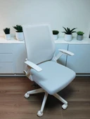 Yağmur Ofis Katlanır Kollu Çalışma Sandalyesi MONTAJLI Ofis ve Bilgisayar Koltuğu Beyaz Kol Beyaz Kumaş - 2