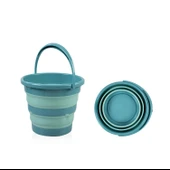 Babyjem Katlanır Bebek Banyo Küvet Seti 5 Parça Turkuaz (Havlu Fileli) thumbnail 4