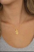 Gümüş Pazarım Altın Kaplama Ş Harfli Kadın 925 Ayar Gümüş Kolye thumbnail 2