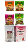 ORÇEL Çilekli Süt +Kivi +Karadut +Portakal +Limon +Kuşburnu Toz içecek Seti Oralet Karışık Paket 6ADET - 1
