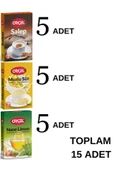 ORÇEL 5 Muzlu Süt + 5 Salep + 5 Nane Limon Aromalı Içecek Tozu Oralet Çay 15x200gr. - 1
