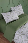 Evelya Green %100 Pamuk Çift Kişilik Nevresim Takımı thumbnail 3