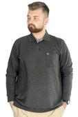 Büyük Beden Erkek Sweat Polo Cepli Selanik Basic 20441 Antramelanj - 1