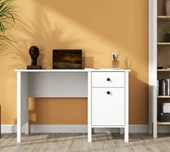 Hunerika Mirel 1 Kapak1 Çekmeceli Çalışma Masası-Wood Beyaz-Minifiks Bağlantılı - 4