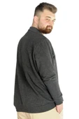 Büyük Beden Erkek Sweat Polo Cepli Selanik Basic 20441 Antramelanj - 3